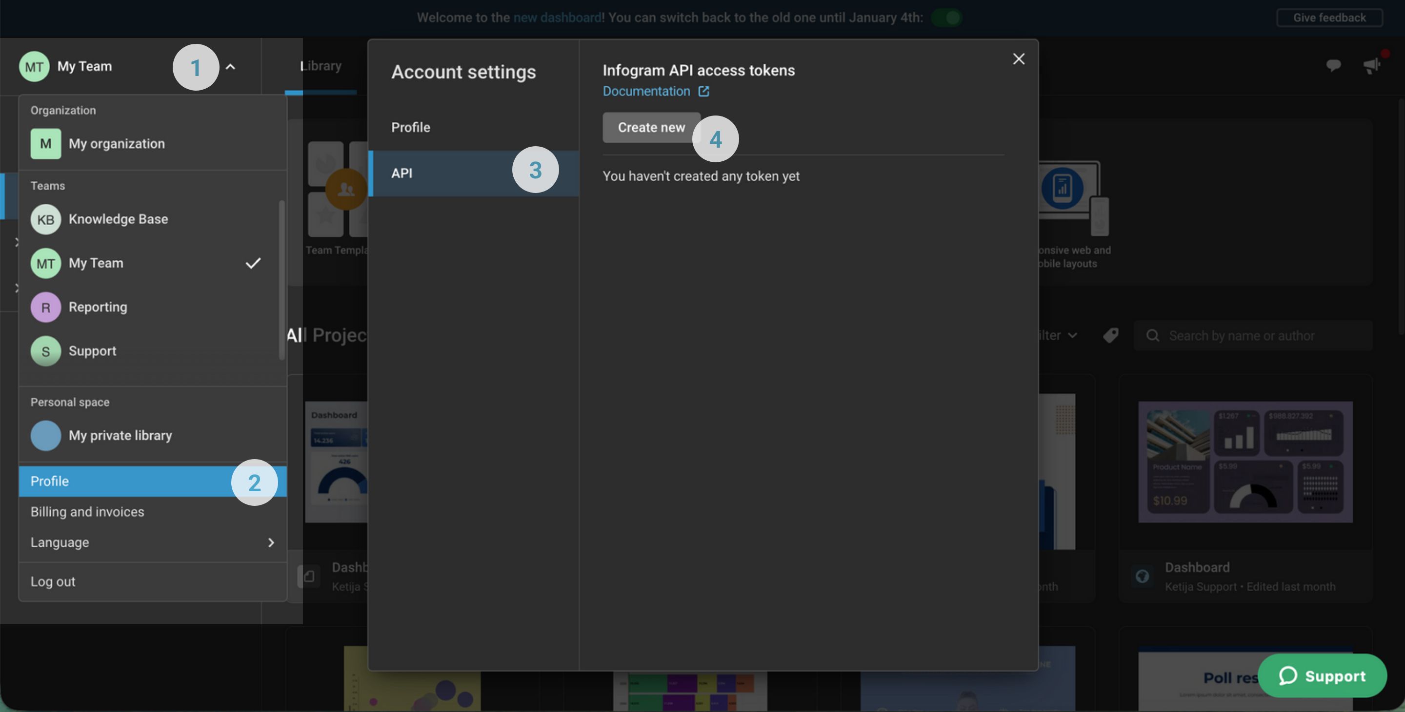 Infogram API add new token.jpg